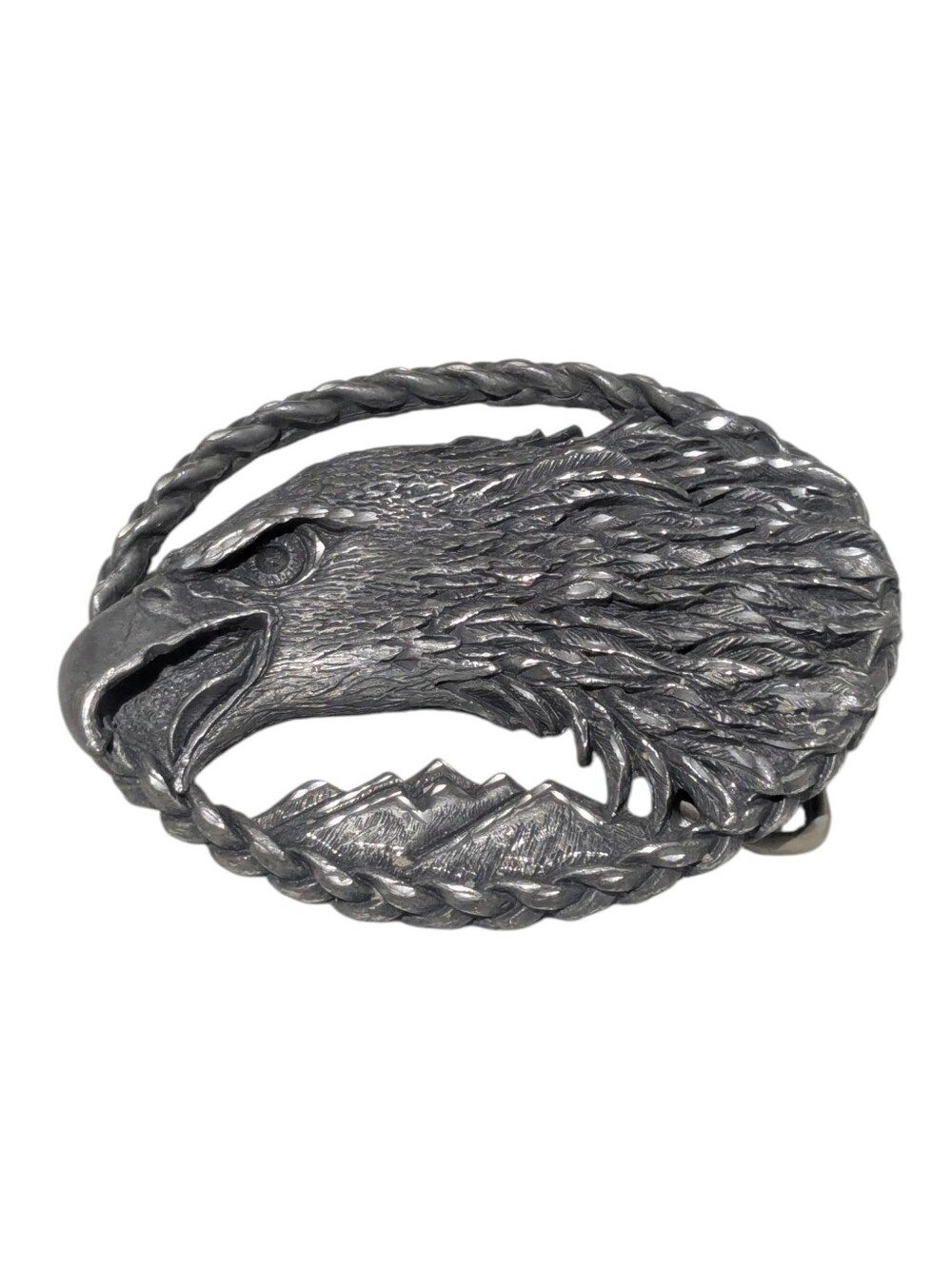 VINTAGE Eagle Head Men’s Belt Buckle - Silver Tone